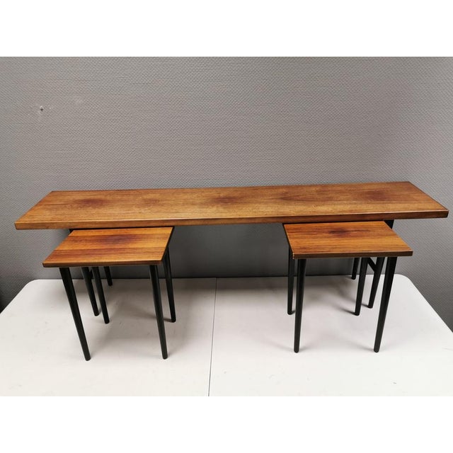 Rosewood Nesting Tables with Black Legs by Kurt Østervig for Jason Møbler, Denmark, 1960s, Set of 3 For Sale - Image 11 of 11