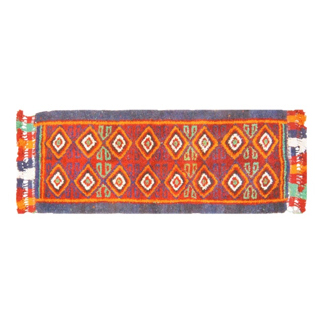 Vintage Uzbek Tribal Hand Knotted Organic Wool Fine Weave Rug,3'3"x8'1" For Sale