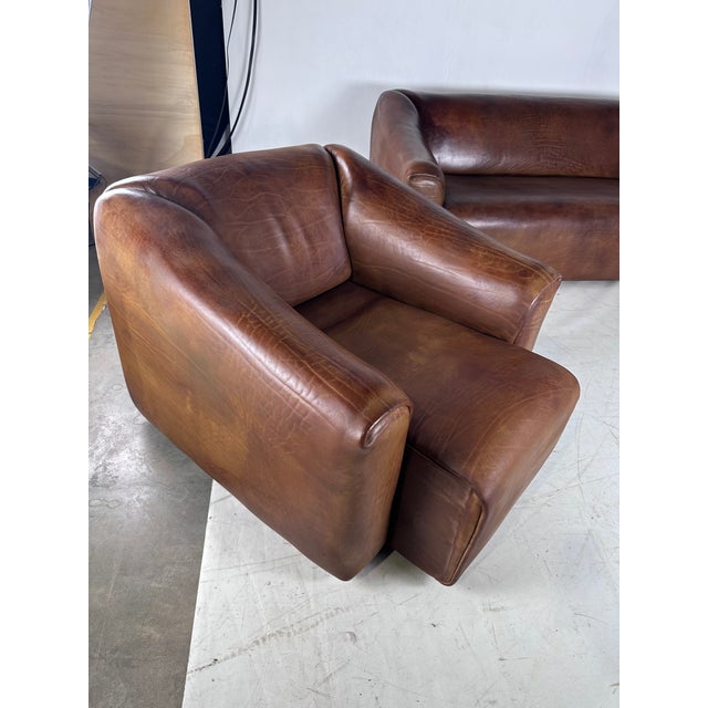 Leather Lounge Set from de Sede, 1970s, Set of 3 For Sale - Image 6 of 12