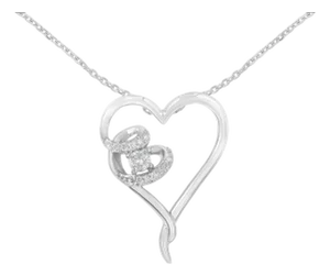 .925 Sterling Silver 1/10 cttw Diamond Heart Pendant Necklace (H-I, I1-I2)