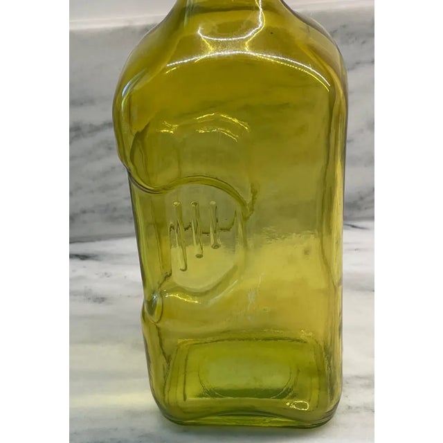Vintage Yellow Glass Bottle / Vase For Sale - Image 4 of 5