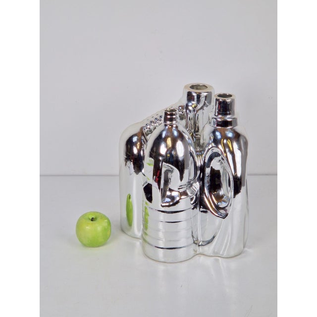 Silver Ceramic Vases and Cleaning Bottles from Pols Potten, 1990s, Set of 3 For Sale - Image 4 of 13