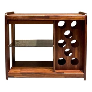 1980s Modern California Design Lou Hodges Wheeled Dry Bar Wine Storage For Sale