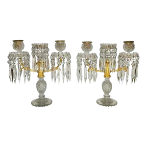 A Pair of English Regency Ormolu and Cut Glass Candelabra, Attributed to John Blades, Circa 1820