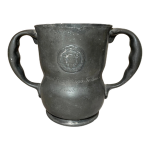 Antique 1909 Pewter Double Handle Pa High School Relay Race Trophy Award Mug Cup