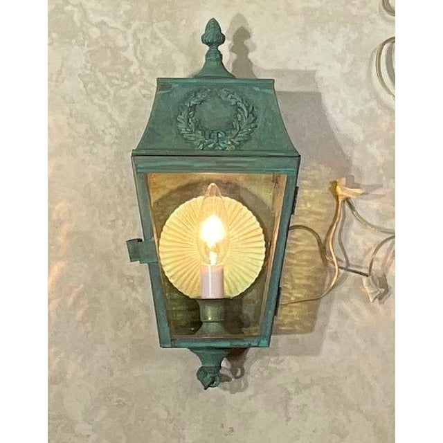 Rustic Single Vintage Neoclassical Solid Brass Wall Lantern For Sale - Image 3 of 12