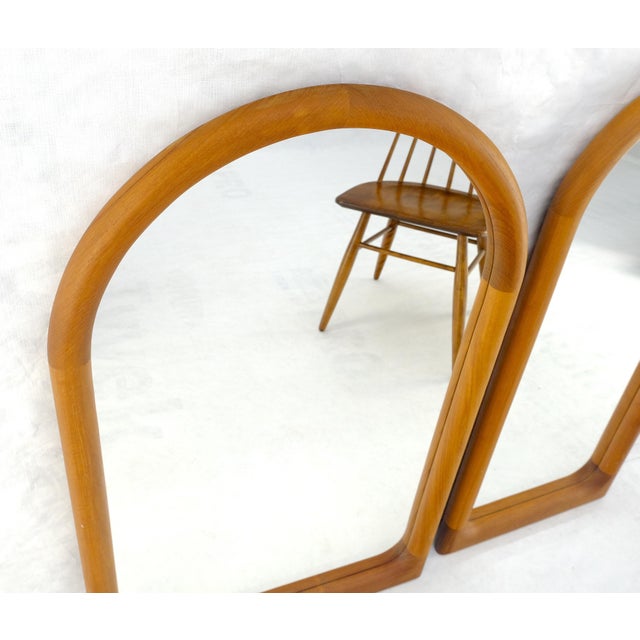 Pair of Teak Dome Shape Solid Teak Danish Mid Century Modern Mirrors MINT For Sale - Image 11 of 15