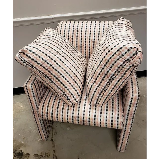 1980s Milo Baughman for Directional Custom Upholstered Lounge Chair With Original Tags For Sale - Image 10 of 12