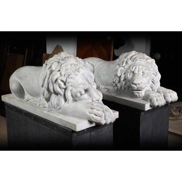 Danilo Cervietti after Canova, Lions, Late 20th Century, Marble, Set of 2 For Sale - Image 13 of 13
