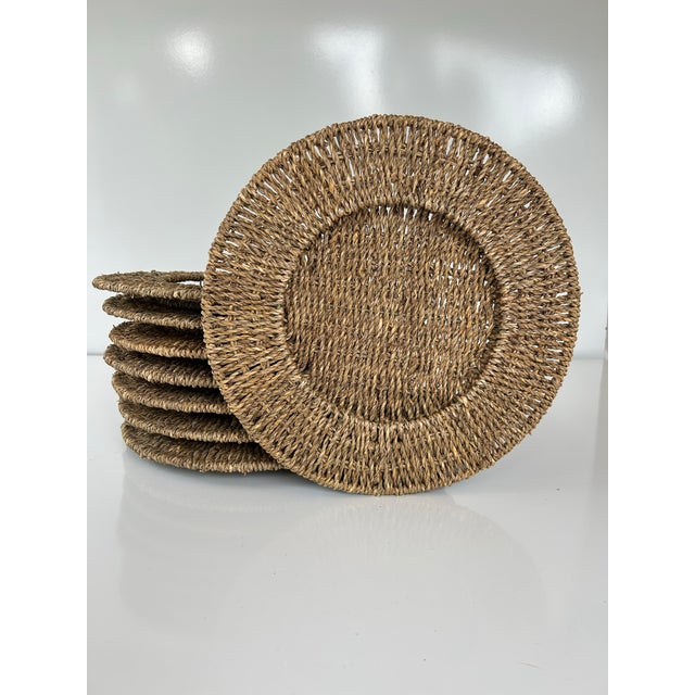 Textile Vintage Natural Woven Seagrass Table Chargers - Set of 8 For Sale - Image 7 of 7