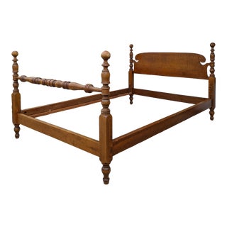 Antique Wavy Birdseye Maple Full Size Cannonball Bed For Sale