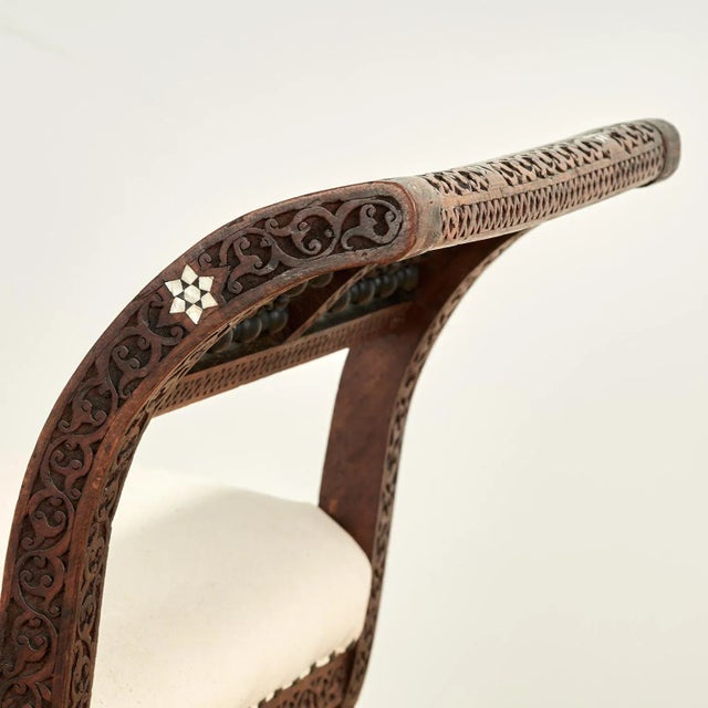 Antique Moroccan Inlaid and Carved Bench For Sale - Image 10 of 15