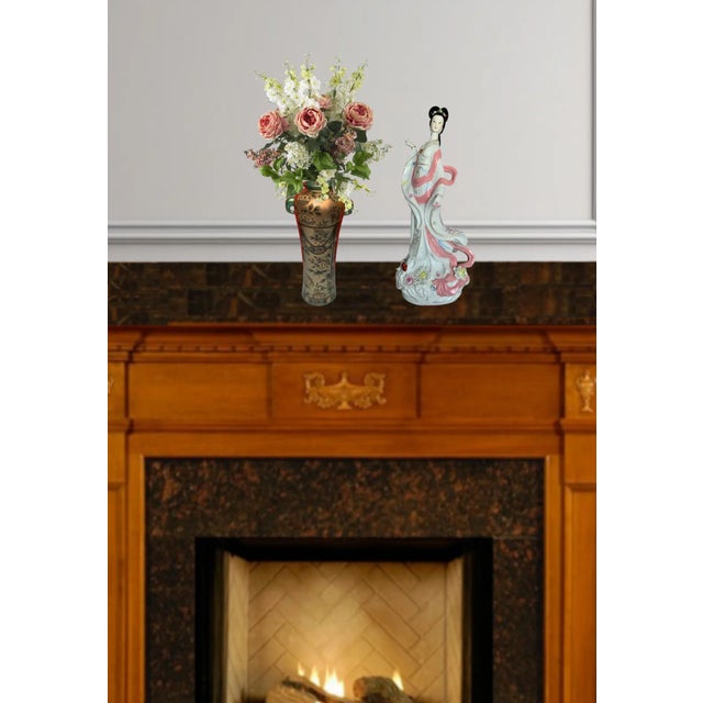 Ceramic ASian Porcelain Vase and Deity Sculpture - A Set For Sale - Image 7 of 18