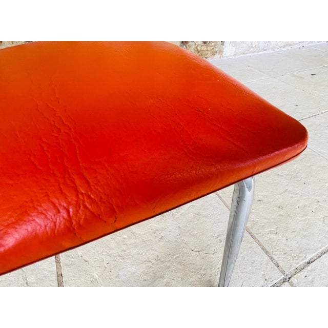 Mid-Century Orange Skaï and Chrome Stool from J L, 1970s For Sale - Image 6 of 18