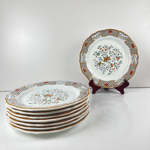 Dinner Plates with Rouen Sainfoin Pattern from Gien, 1990, Set of 8 For Sale - Image 12 of 12