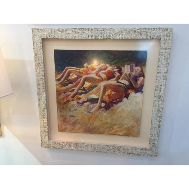 Sunbathers Beach Scene Painting For Sale - Image 12 of 12