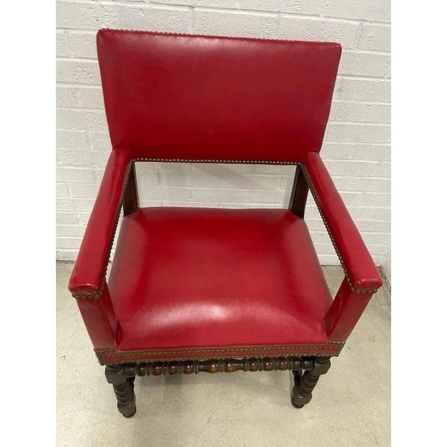 Antique British Colonial Red Accent Chair For Sale In Chicago - Image 6 of 7