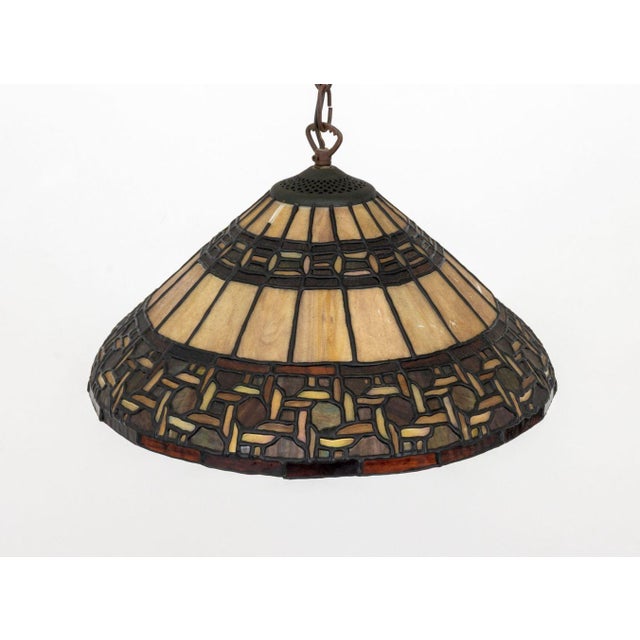 Late 20th Century Tiffany Style Stained Glass Pendant Lamp For Sale - Image 5 of 5