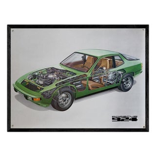 Vintage 924 Cutaway Original Porsche Poster, 1976 For Sale