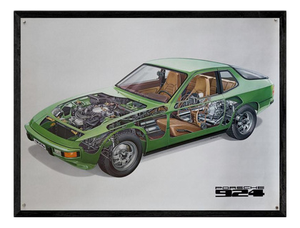 Vintage 924 Cutaway Original Porsche Poster, 1976