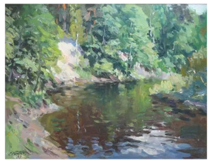 Edgars Vinters, River Bay, 1987, Oil on Cardboard