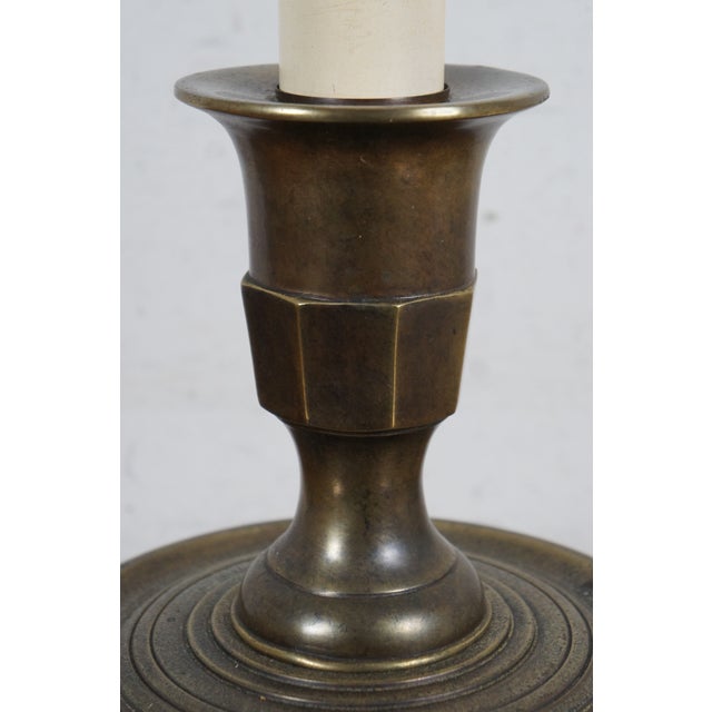 Late 20th Century Vintage Frederick Cooper Brass Candlestick Candle Stand Table Lamp For Sale - Image 5 of 12