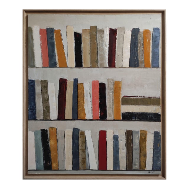 Layers of History, Abstract Library, Geometric Art, Framed by Sophie Dumont For Sale