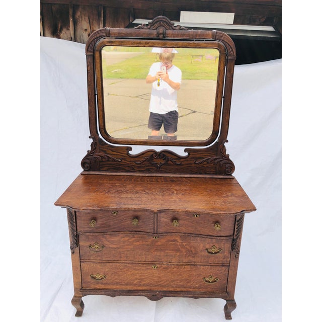 Antique Oak Dresser/Mirror Geo. Flint Furniture Hartford Chairish