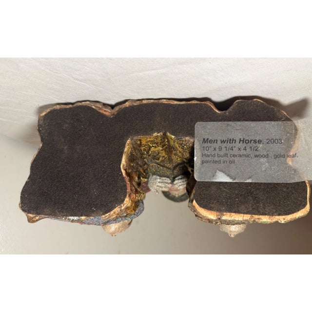 Original Richard Cleaver Wood Ceramic Oil Paint Men With Horse Sculpture Statue For Sale - Image 11 of 18