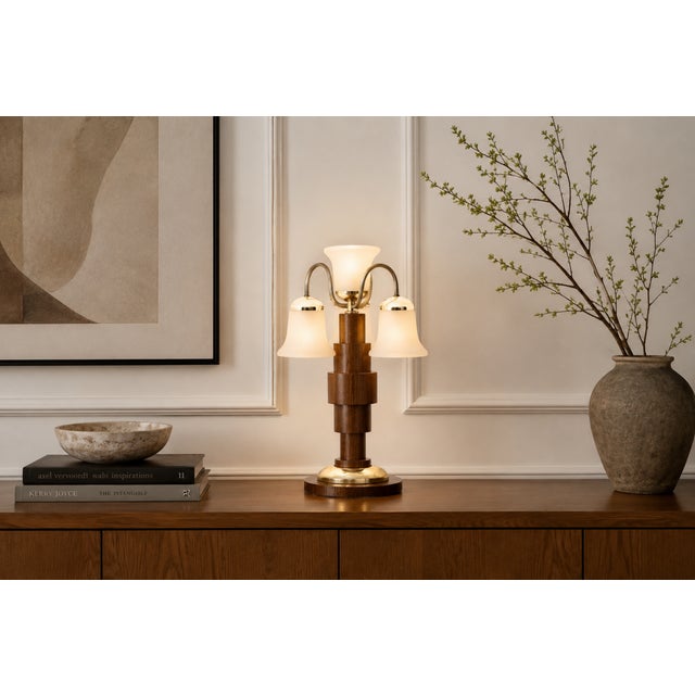 Brown 20th Century Art Deco Lamp, Poland, 1950s For Sale - Image 8 of 8