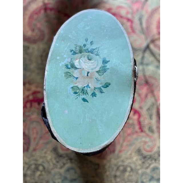 1940s Hand Painted Flowery Tole Hamper For Sale - Image 4 of 6