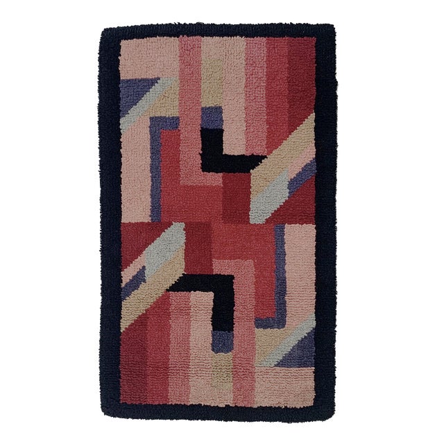 French Art Deco Hand Knotted Wool Rug, 1930s For Sale