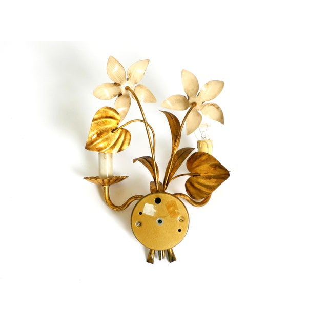 Gold-Plated and Hand-Painted Florentine Wall Lamp with Two Sockets, 1960s For Sale - Image 16 of 18