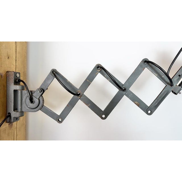 Industrial Black Enamel Scissor Wall Lamp, 1950s For Sale - Image 13 of 18