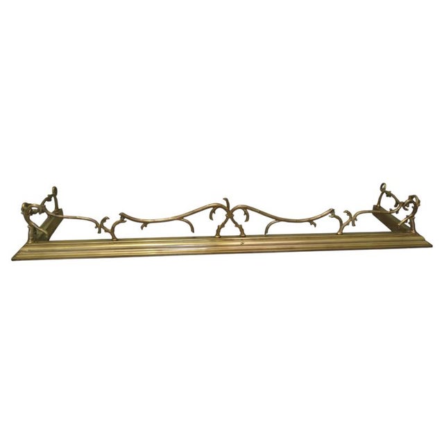 Metal Victorian Art Nouveau Brass Fender For Sale - Image 7 of 7