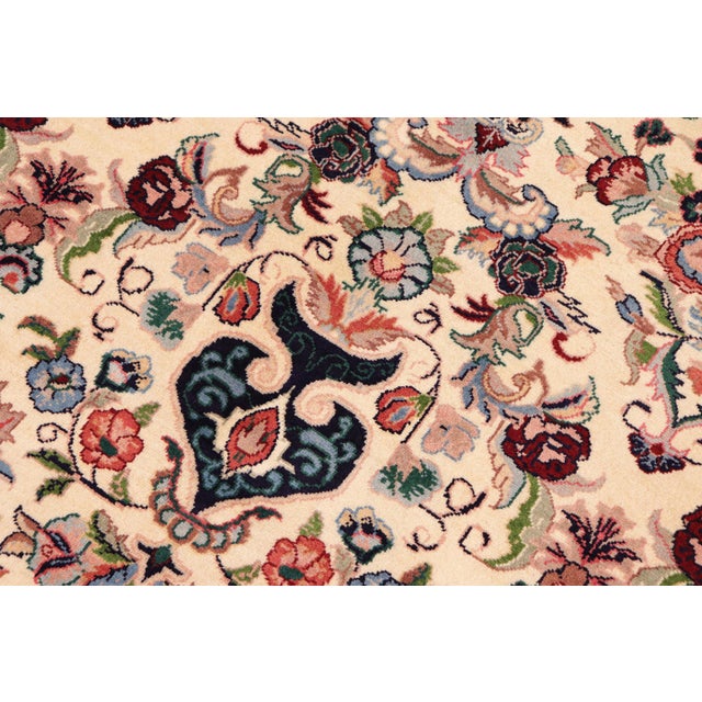 Shabby Chic Kazveen Pak-Persian Ivory/Green Wool Rug - 9'10'' X 14'2'' For Sale In New York - Image 6 of 8