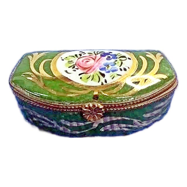 1950s Limoges Porcelain Trinket Box For Sale
