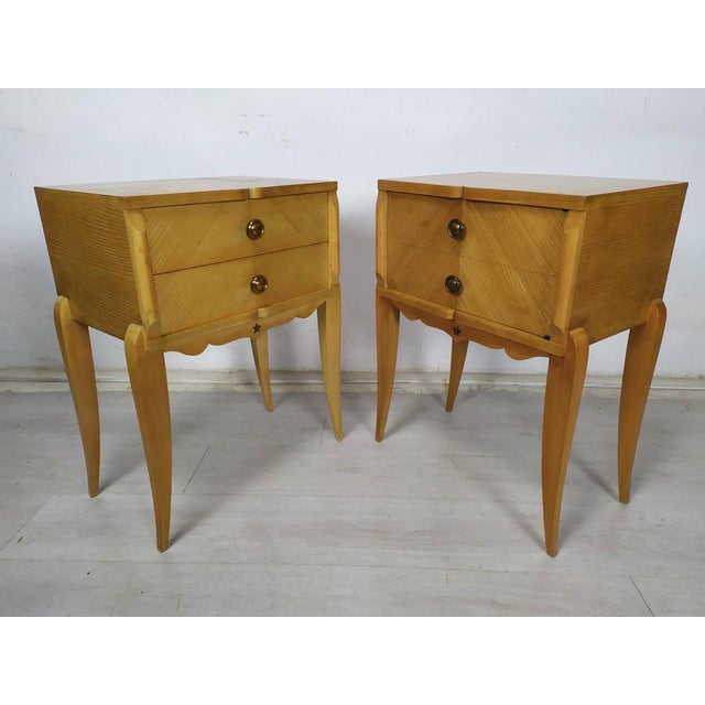 Sycomore Bedside Tables, 1950s, Set of 2, in Good conditions. Designed 1950 to 1959