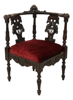 Antique Italian Oak Corner Chair, 1890s