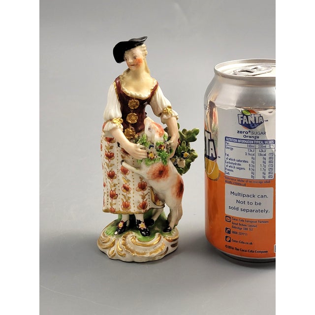 Georgian Porcelain Shepherdess with Lamb Figure from Derby, 1750s For Sale - Image 9 of 10