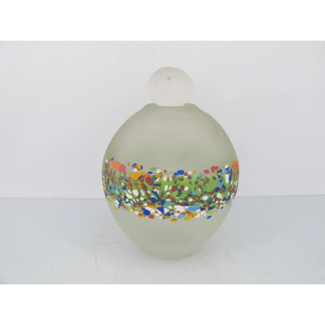 Glass Signed Carlin Modern Abstract Bright Mosaic Design Art Glass Bottle For Sale - Image 7 of 7
