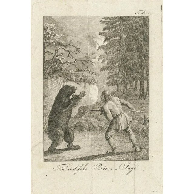 Bear Hunting in Finland and Poland, 18th Century, Paper, Set of 2 For Sale - Image 4 of 10