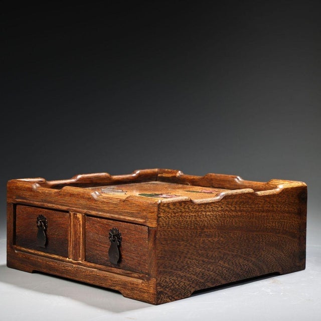 Vintage Huangyang Wood Tea Table Box With Mother of Pearl Inlay For Sale - Image 4 of 10