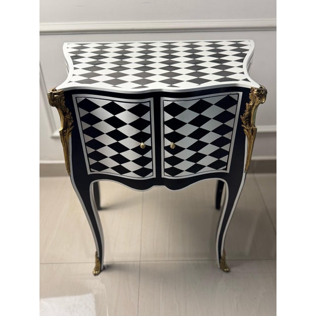 Late 19th Century Unique Louis XV Courtly Checkered Side Table For Sale - Image 5 of 8