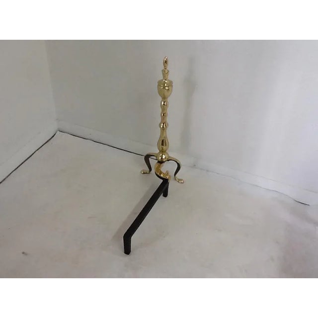 1960s Brass Andirons - A Pair For Sale - Image 5 of 6
