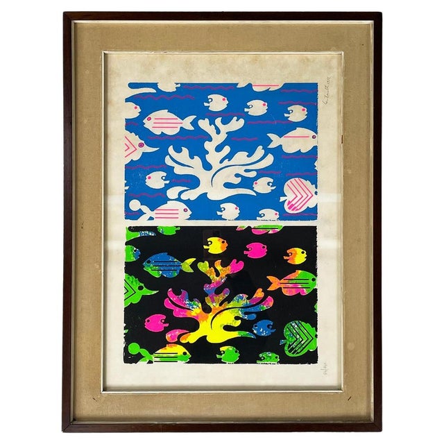 Bruno Contenotte, Colorful Marine Composition, Screen Print, 1982, Framed For Sale - Image 18 of 18