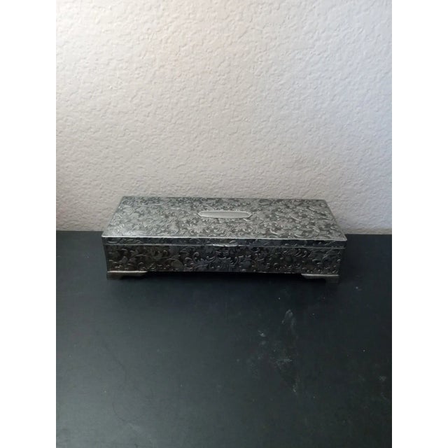 Metal 1960s Godinger Silverplate Floral Scrollwork Dresser Jewelry Box For Sale - Image 7 of 7