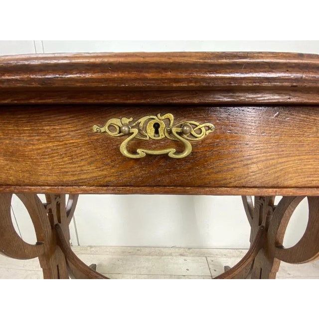 Brown French Art Nouveau Side Table in Oak, 1900 For Sale - Image 8 of 18