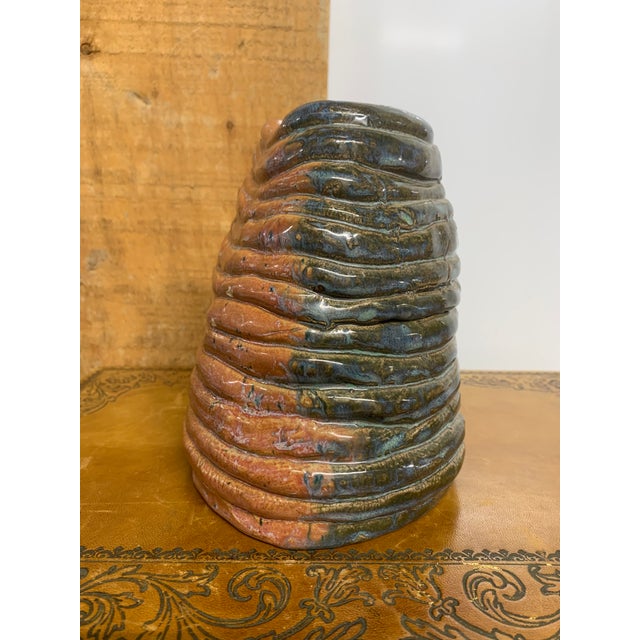 Vintage Coiled Ceramic Folk Art Vessel