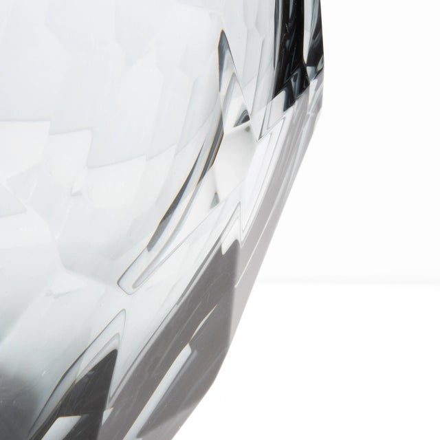 Glass Hand Blown Murano Facet Vase in Grey Medium For Sale - Image 7 of 9